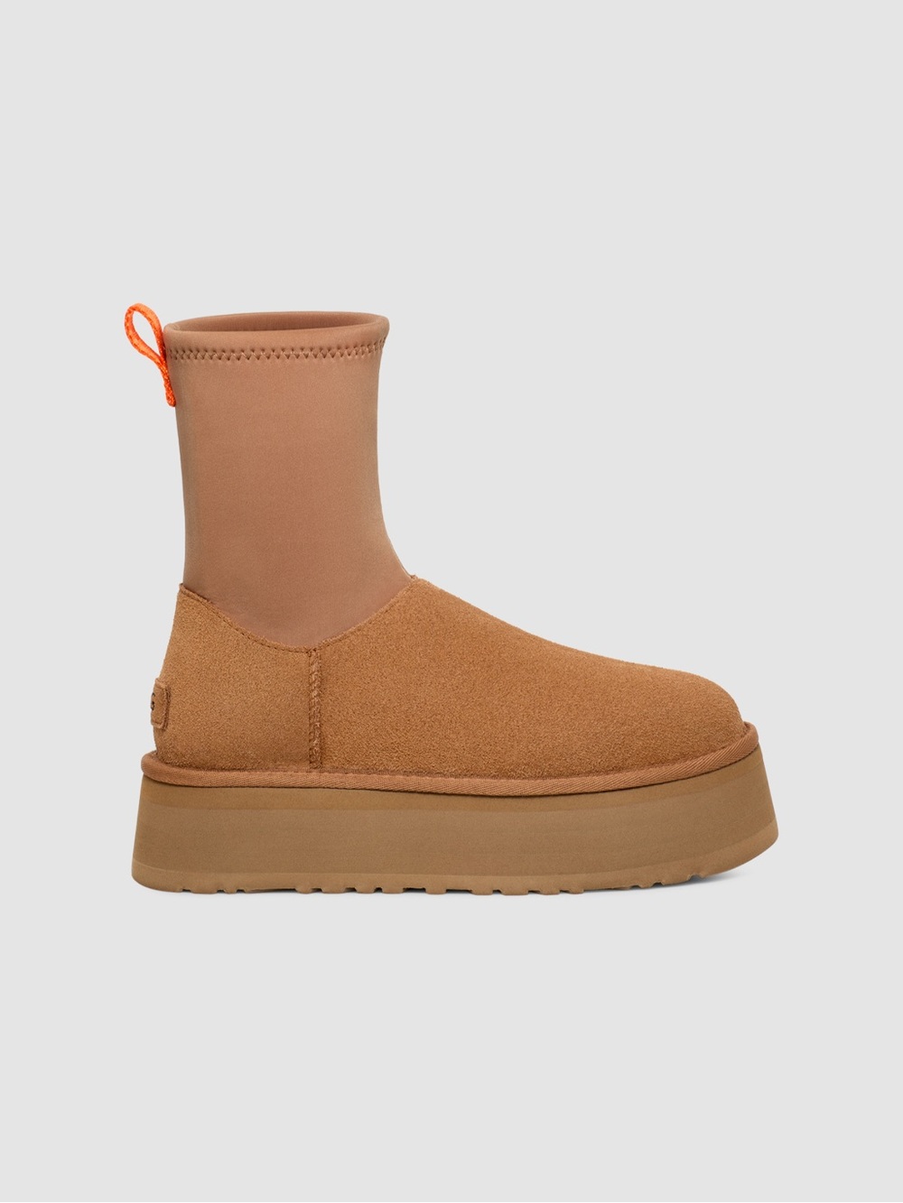 UGG Women's Dipper Platform Boot in Chestnut with Orange Pull Tab Size 8